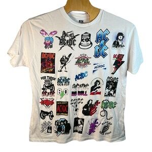 AC/DC Men’s Rockware Multi Logo Rock Band‎ T-shirt Size XXL